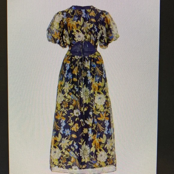 SIR the label Floral Dress in Navy and Yellow - Picture 11 of 14